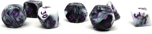 Miniatura 11 de Mini colección de dados poliédricos de 0.394 pulgadas - Incluye un D20, D12, D10, D8, D6, D4 y D00 (Aqua Shine)