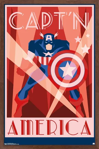 Miniatura 7 de Trends International Marvel Comics - Póster de pared Art Deco del Capitán América, 22.375 x 34 pulgadas, versión premium sin marco