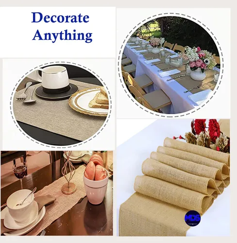 Miniatura 8 de MDS - Paquete de 5 caminos de mesa de arpillera para boda de 12 pulgadas x 10 yardas de largo, rollo para estilo granja, manteles individuales