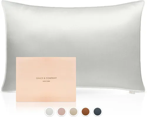 Miniatura 3 de Grace & Company - Funda de almohada de satén sedoso para cabello y piel, funda de almohada de seda de satén con cierre de cremallera certificada