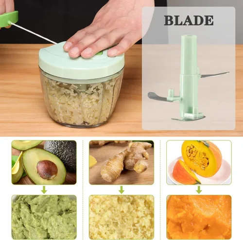 Miniatura 3 de Cambom - Picador manual de alimentos, cortador de verduras, picador con cordón para cebollas, frutas y nueces, material seguro para alimentos sin