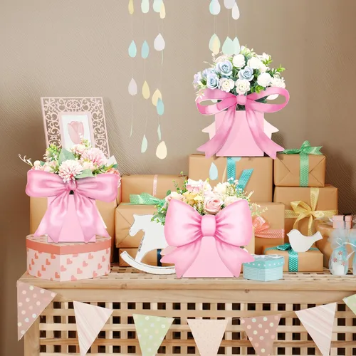 Miniatura 6 de Hushee 12 juegos de centros de mesa de flores de oso para mesas de baby shower, cajas 3D para niños y niñas, centro de mesa de cumpleaños