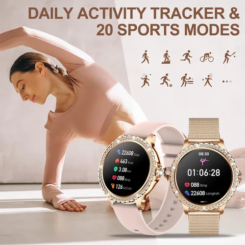 Miniatura 5 de Relojes inteligentes para mujer (llamada/respuesta de llamada) 1.32 pulgadas HD reloj de mujer con ritmo cardíaco sueño rastreador de fitness