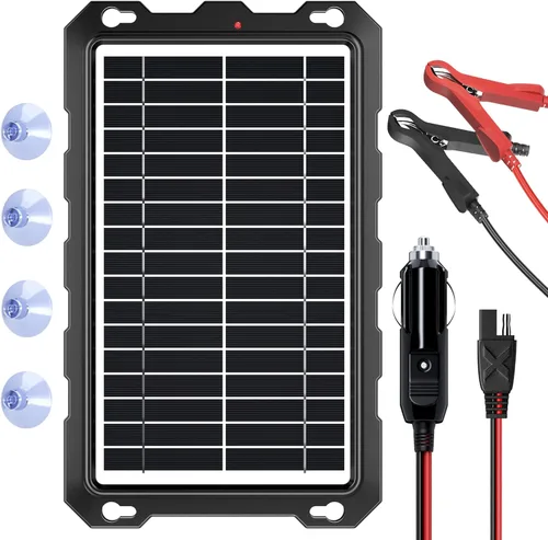 SUNAPEX Carga de batería solar de 12 V: kit de panel solar portátil impermeable de 10 W - Cargador de batería de mantenimiento de batería - con