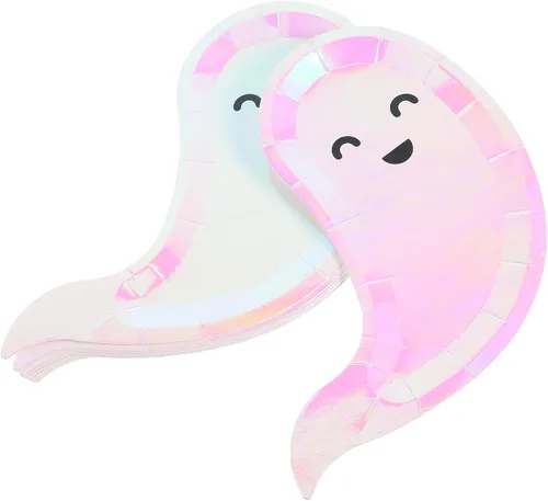 Miniatura 2 de Healifty Platos de papel desechables con temática de Halloween, con forma de fantasma, paquete de 40 unidades de 7.87 x 5.9 pulgadas, suministros