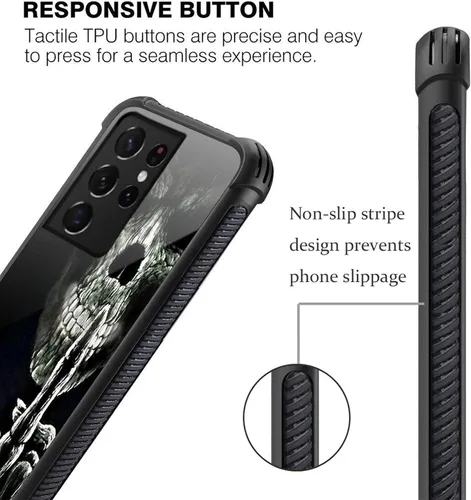 Miniatura 6 de Funda compatible con Samsung Galaxy S22 Ultra, diseño de calavera de dedo medio, diseño increíble a prueba de golpes, antiarañazos, carcasa trasera