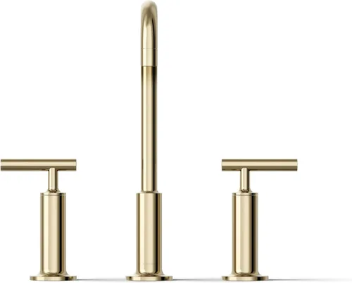 Miniatura 10 de KOHLER K-14408-4-AF Purist - Grifo para lavabo de baño, 3 agujeros, manijas de palanca alta generalizadas y boquilla de cuello de cisne alto, 1.2