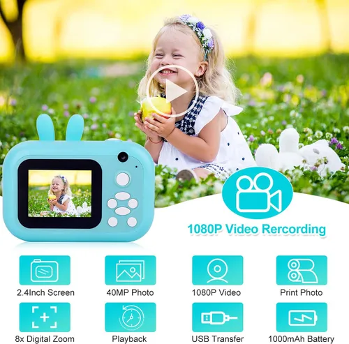 Miniatura 2 de Cámara para niños MINIBEAR con impresión instantánea para niños, cámara digital para niños pequeños, juguetes para niños, regalos de Navidad