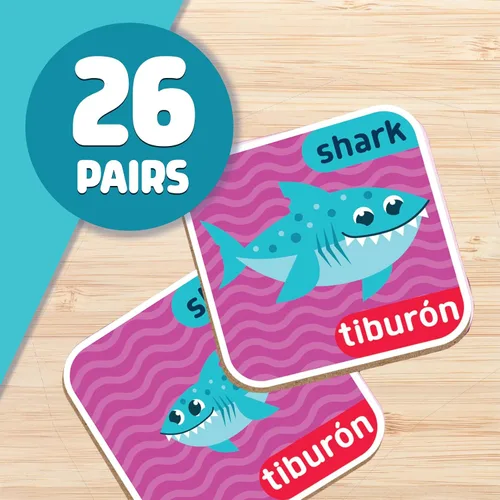Miniatura 5 de Chuckle & Roar Juego de memoria de animales y bebés, 52 azulejos, bilingüe, a partir de 3 años, a juego de animales para padres y bebés