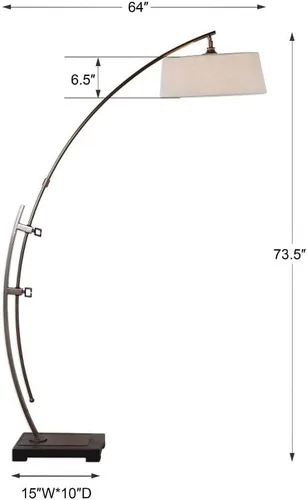 Miniatura 4 de Uttermost Lámpara de pie de arco de bronce oscuro plateado Calogero