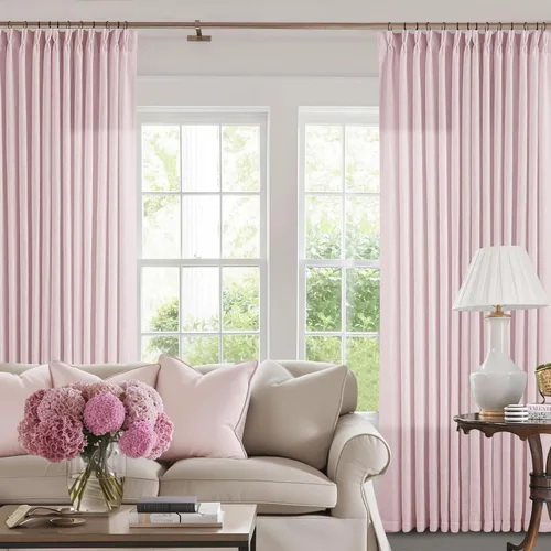 Miniatura 46 de Cortinas de lino natural con pliegues fruncidos de 120 pulgadas de largo para sala de estar, cortinas plisadas con ganchos y lengüeta trasera