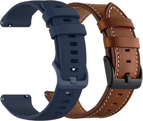 Miniatura 10 de Correas de reloj de 0.866 pulgadas compatibles con Fossil Gen 6/5E de 1.732 pulgadas, silicona y cuero, correa deportiva de repuesto + correa