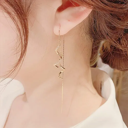 Miniatura 2 de Sonateomber Aretes de cadena larga de oro para mujer, aretes de hilo colgantes de moda, regalo de joyería