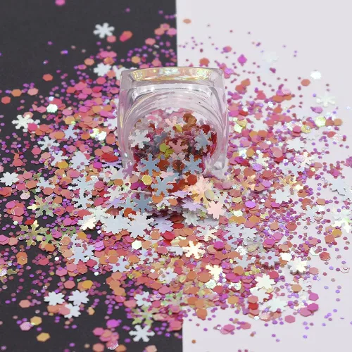 Miniatura 16 de Caja y juego de 12 colores – Árbol de copo de nieve de Navidad Serie de mezclas gruesas con purpurina – Festival Rave Beauty Maquillaje de cara