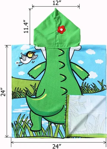Miniatura 2 de NovForth Toalla de Playa para Niños y Niñas, Envoltorio de Toalla de Baño con Capucha de Cocodrilo, Toalla de Piscina para Niños Pequeños con Capucha