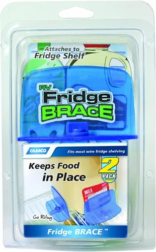 Camco Soporte para refrigerador RV – Mantiene alimentos y bebidas en su lugar durante el viaje, evita derrames desordenados, perfecto para