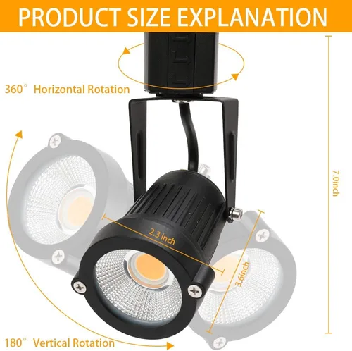 Miniatura 6 de Cabezales de iluminación de pista de 12 W, cabezales de luz de riel H para acento, tareas, obras de arte minoristas, luces negras de 110 V tipo H