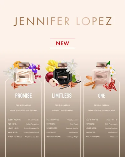 Miniatura 9 de Jennifer Lopez Limitless Perfume, Eau De Parfum Spray de 3.4 fl oz (3.4 fl oz) Perfume Amberado Vibrante para mujer, Notas de Manzana Roja, Jazmín