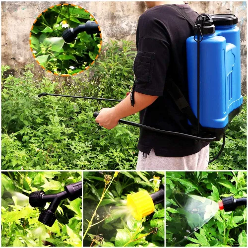 Miniatura 7 de Pulverizadores de 4 galones en césped y jardín con boquillas ajustables mochila manual pulverizador de bomba de mano, color azul Azul de 4 galones