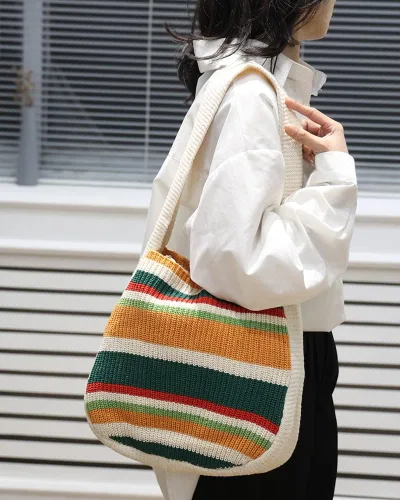 Miniatura 46 de ENBEI Bolsos de hombro para mujer Bolsos de ganchillo Bolso de punto grande Bolso de mano estético para la escuela lindo Bolsas de mano Bolsa