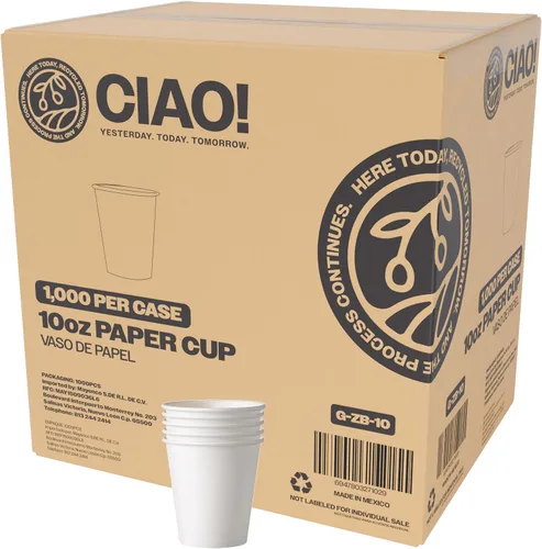 Miniatura 11 de CIAO! Vaso caliente de papel blanco de 20 onzas, desechable, 3.543 in de diámetro, 600