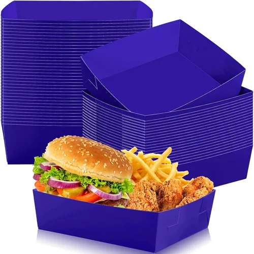 Miniatura 35 de Uiifan 50 bandejas de papel extra grandes de 5 libras desechables para alimentos, barco, nachos, bandejas para servir aperitivos, resistentes a