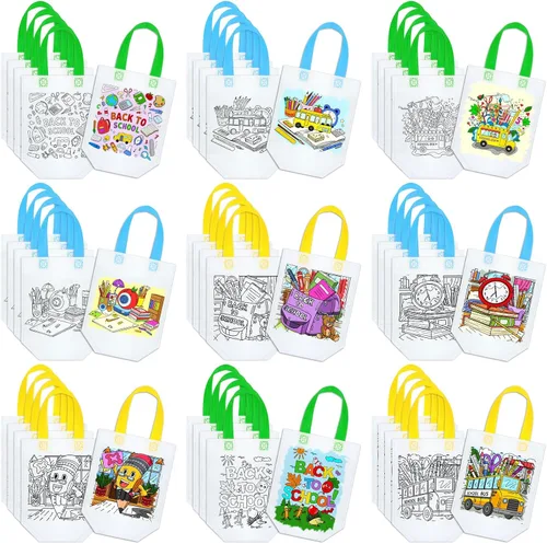 Miniatura 5 de Kacctyen 45 bolsas de regalo reutilizables para colorear para fiestas artísticas, bolsas de pintura para niños, temática de cumpleaños, haz tu