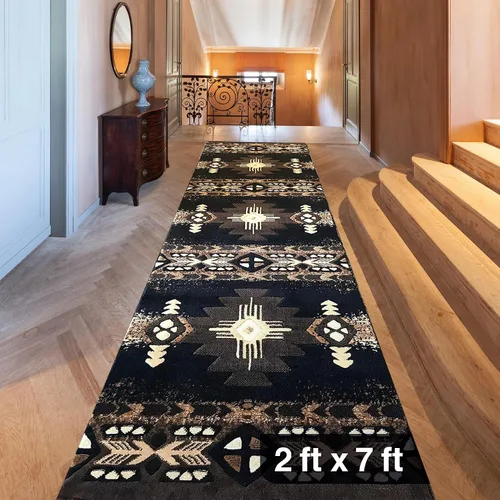 Miniatura 108 de YHSF South West - alfombra estilo nativo americano del suroeste C318 - fácil de limpiar, gruesa, suave, duradera, alfombra inspirada en tribus