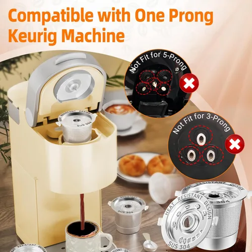 Miniatura 2 de Paquete de 3 cápsulas de café reutilizables K Cups para Keurig 1.0: tazas K recargables de acero inoxidable - Filtros de café reutilizables