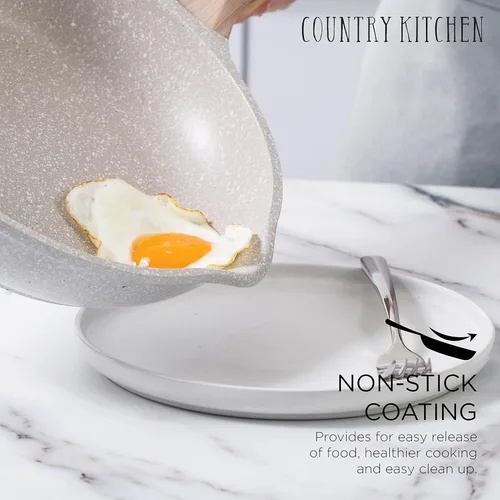 Miniatura 3 de Country Kitchen Juego de utensilios de cocina de aluminio fundido antiadherente, utensilios de cocina duraderos para cocinar todos los días, crema