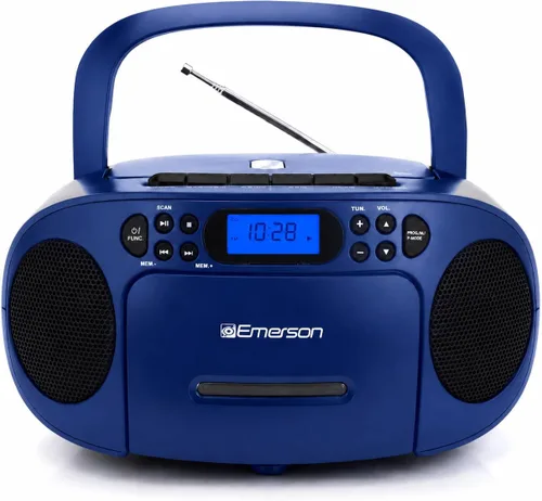Miniatura 17 de Emerson Reproductor de CD portátil Boombox con reproductor de cassette combo, grabadora de cinta, radio AM/FM, AUX, conector para auriculares