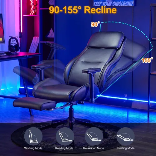 Miniatura 5 de High Back Office Desk Chair,Ergonomic Reclining Office Chair,Modern Swivel Computer Chair,Leather Chair with Lumbar Support (Black)