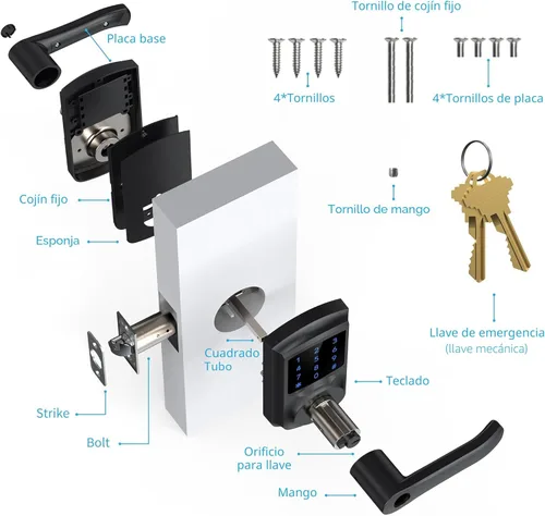 Miniatura 9 de HIDALIFE Cerradura de puerta de entrada sin llave con teclado y manija para puertas delanteras, cerradura de puerta electrónica con pantalla táctil