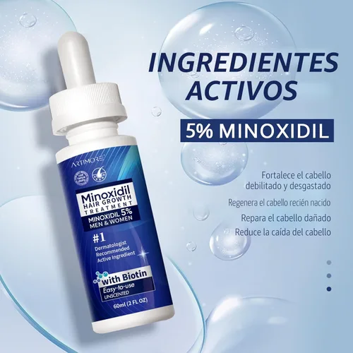 Miniatura 3 de Advanced 5% Minoxidil para mujeres suero de crecimiento del cabello, minoxidil para hombres extra fuerte, solución líquida de minoxidil para cabello