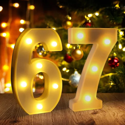 Miniatura 11 de Símbolo Ampersand LED Grande &, Letras de Marquesina Cartel 26 Letras del Alfabeto y 10 Números Luminosos para Decoración de Fiestas, Números