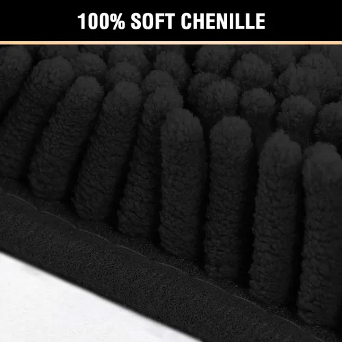 Miniatura 3 de H.VERSAILTEX Tapete de baño de felpilla de lujo negro de 17 x 24 pulgadas, paquete de 2 alfombras de baño de 32 x 20 pulgadas y 20 x 20 pulgadas