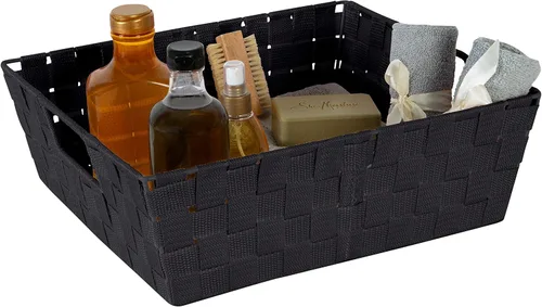 Miniatura 6 de Simplify Cesta rectangular de acero aleado de 15 x 13 x 5 pulgadas con 2 asas de transporte integradas, color negro