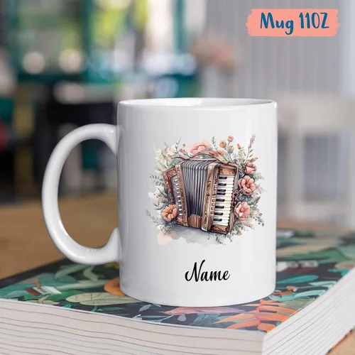 Miniatura 4 de Taza de café de acordeonista personalizada, 11 o 15 onzas, taza blanca para músico, regalo para los amantes del acordeonista