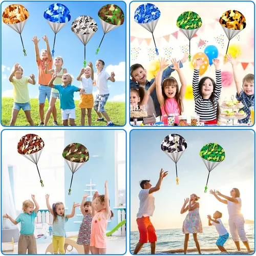 Miniatura 6 de 10 piezas de juguetes de paracaídas para niños, geniales juguetes voladores al aire libre, paracaídas, hombres para niños de 3, 4, 5, 6, 7, 8, 9, 10