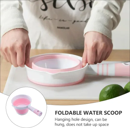 Miniatura 9 de Hemoton Cucharón de agua plegable Cucharón de cocina Cucharón de agua Cucharón de agua para cocina, baño, jardín, baño, lavado de agua, color rosa