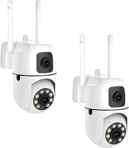 Miniatura 9 de Cámara de seguridad para el hogar, lente dual de cámara al aire libre, detección humana WiFi, visión nocturna HD, conversación de 2 vías, cámara