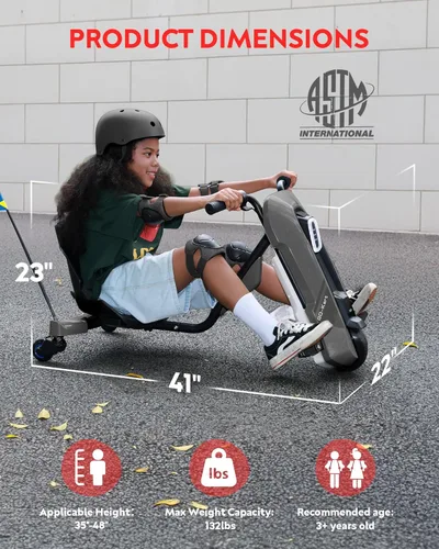 Miniatura 8 de Go Kart eléctrico para niños de 6 a 12 años – Cambio de carro de deriva de 12 V, giro de 360°, agarre giratorio, velocidad continua, máximo 5 MPH, 3