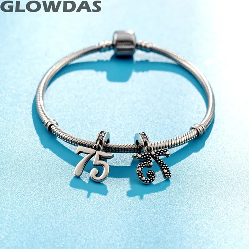 Miniatura 3 de GLOWDAS Dijes de cumpleaños de 10 a 25, 28, 30, 31, 33, 35, 36, 40, 45, 50, 55, 60, 65, 70, 75, 80, se adapta a brazaletecollar de aniversario
