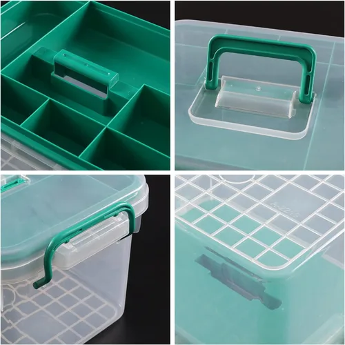 Miniatura 3 de Vababa Caja de primeros auxilios transparente, contenedor de almacenamiento de plástico con tapa de bloqueo y asa
