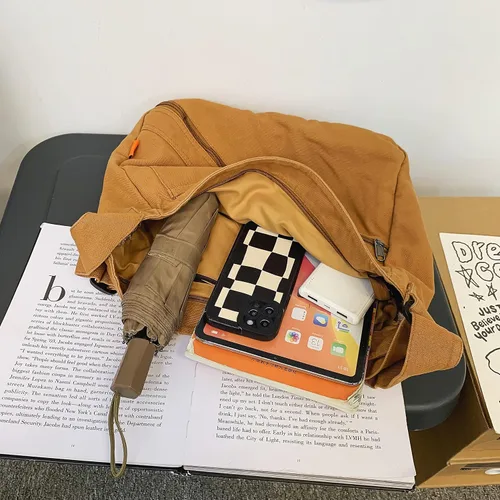 Miniatura 2 de Bolso cruzado de lona para mujer, bolso de hombro casual, bolsa de mano, bolsa de mensajero, bolsa cruzada para la escuela y el trabajo