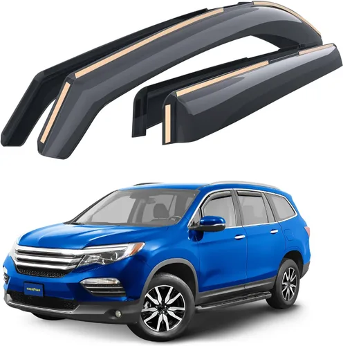 Goodyear - Deflectores de ventana de canal irrompibles para Honda Pilot 2016-2022/Honda Passport 2019-2025, protectores para la lluvia, viseras para
