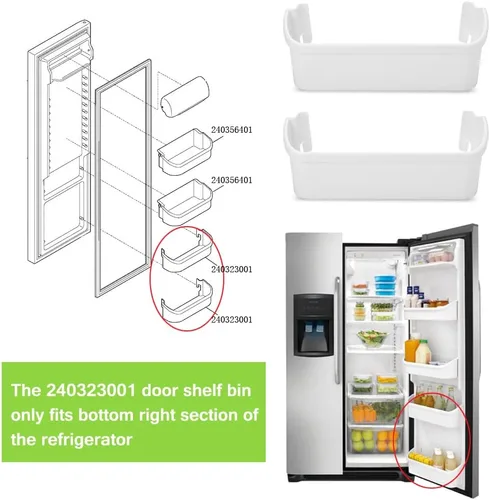 Miniatura 6 de 240356401 y 240323001 Contenedor de estante de puerta para refrigerador Frigidaire FFHS2622MSJ FRS6LR5EB2 FGHS2644KF2 FRS6R4EW2 FFSS2614QS6A
