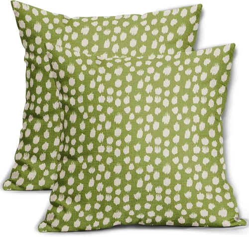 Miniatura 14 de Fundas de almohada marrón y blancas de 18 x 18 pulgadas, juego de 2 almohadas boho grises con lunares, fundas de almohada modernas estampadas