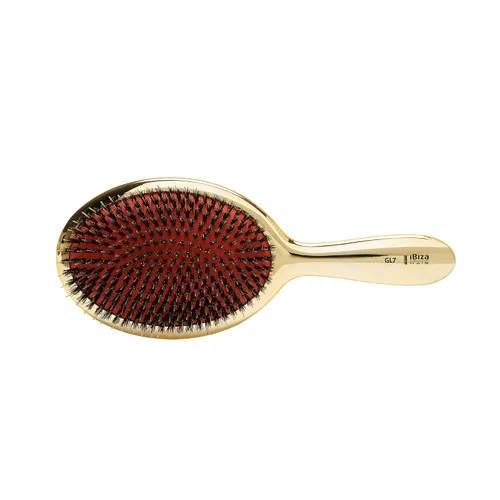 Ibiza Hair Cepillo de jabalí ovalado extra grande (GL7 - dorado metálico) | Cerdas de jabalí/nailon estimulan el cuero cabelludo y distribuyen el