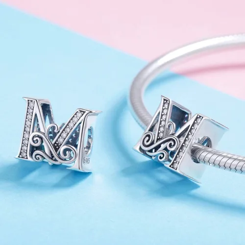 Miniatura 58 de BETTY&SARAH dije de plata esterlina 925 con forma de letra, para pulseras Pandora, letra del alfabeto, joya, regalo para mujer